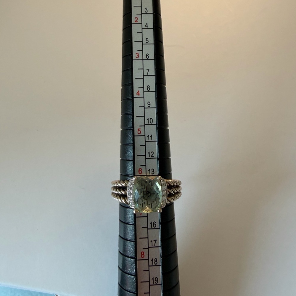 David Yurman Petite Wheaton Ring - Prasiolite and Diamonds. Size 6.5! - Picture 3 of 7